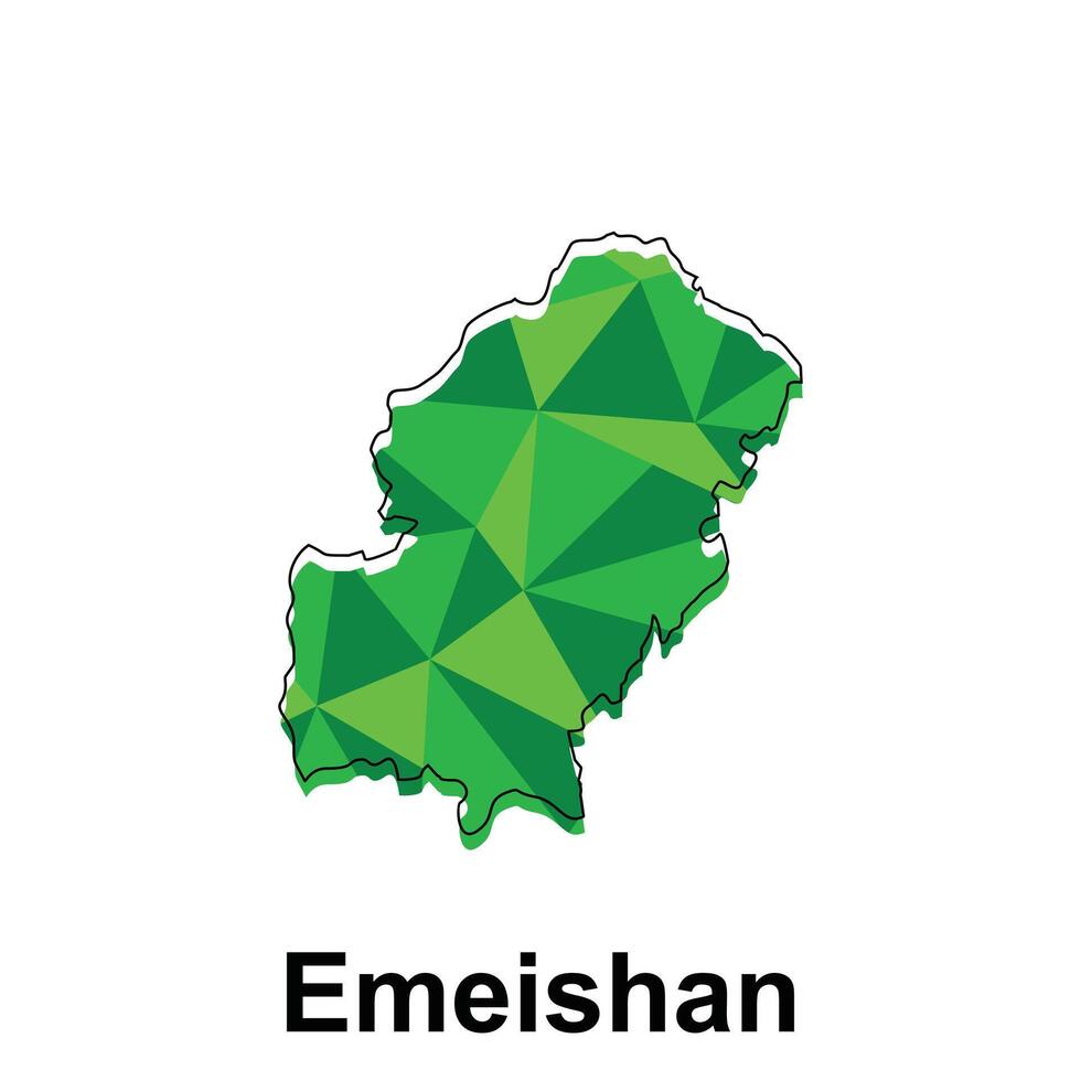 Emeishan City map, map of China Country polygon style geometric simple design template, map on white background vector