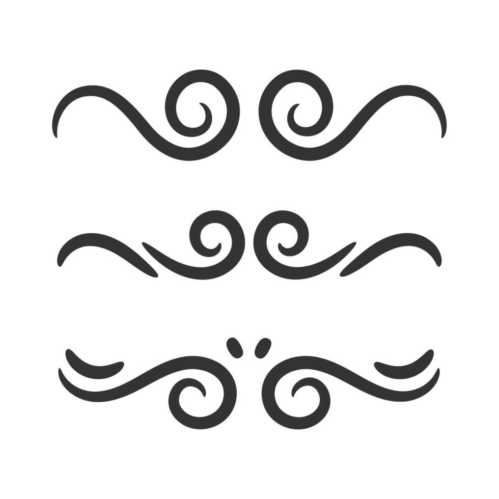 Swirl wave ornament stroke isolated illustration. vector