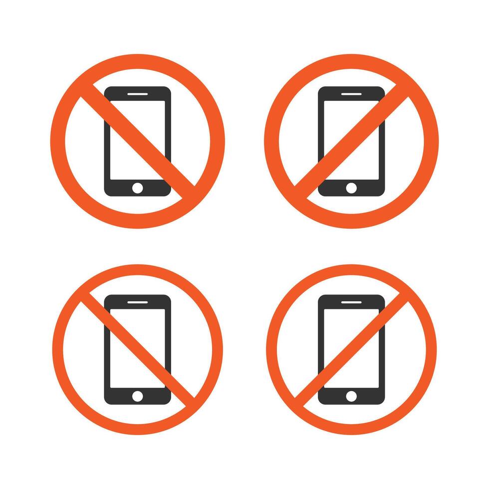 Warning icon no mobile phone sign isolated illustration. vector