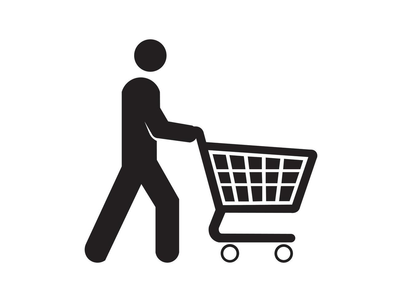 Men carrying shopping cart silhouette. Shopping symbol, Cart icon vector