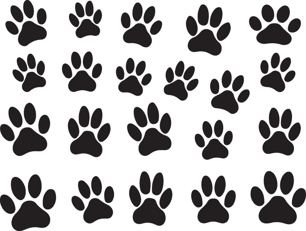 Paw Prints icon set illustration. Twelve Black Paw Prints Animal Tracks, Pet Icons, Graphic Design vector