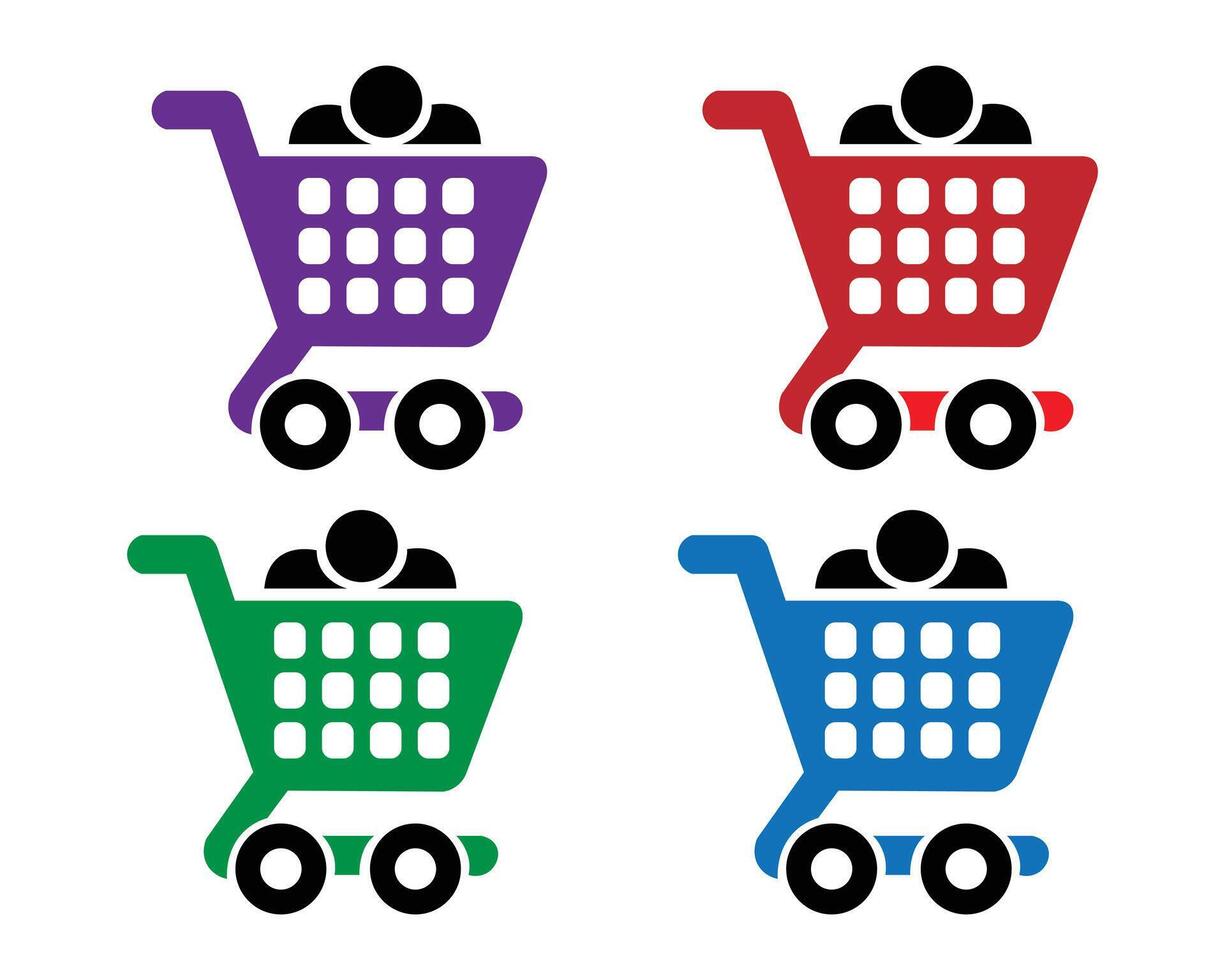 Shopping cart icon set isolated white background. Shopping basket icon collection. Shopping cart line and flat icon. vector