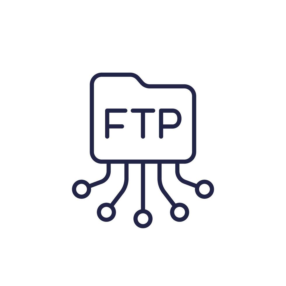 FTP line icon with file folder vector