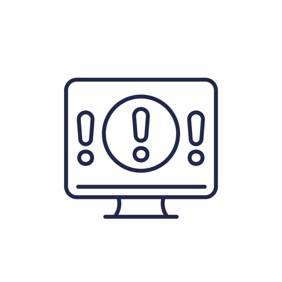 system error icon, warning alert line vector