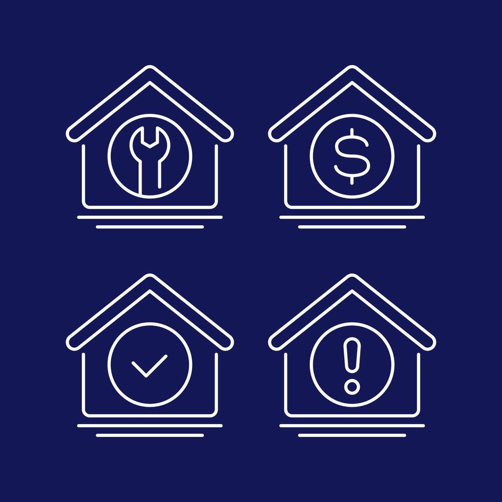 house maintenance icons, line vector