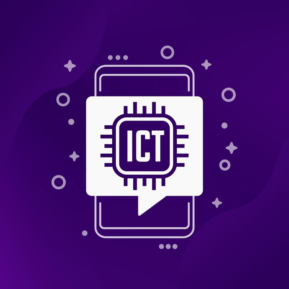 ICT, Information and communications technology icon with a smart phone vector