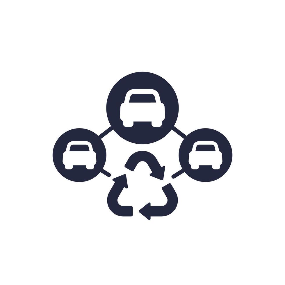 recycling cars or vehicles icon on white vector