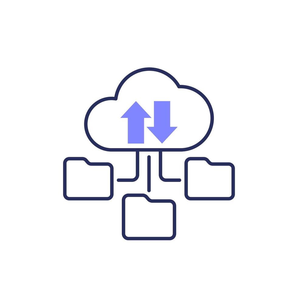 cloud and folders line icon vector