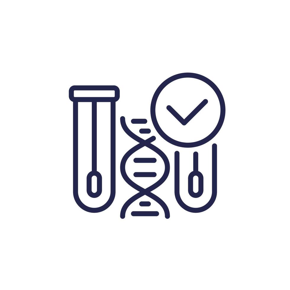 dna swab tests line icon with a check mark vector