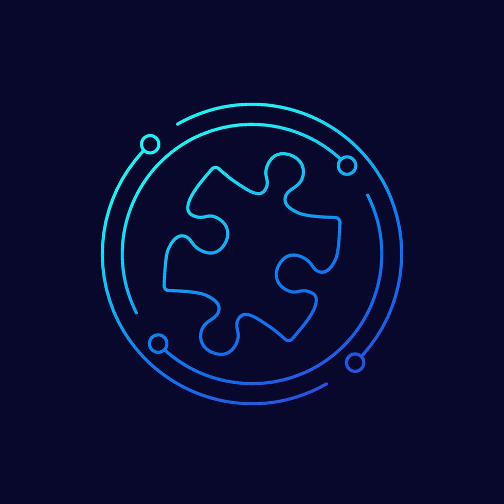 puzzle piece icon in linear design vector