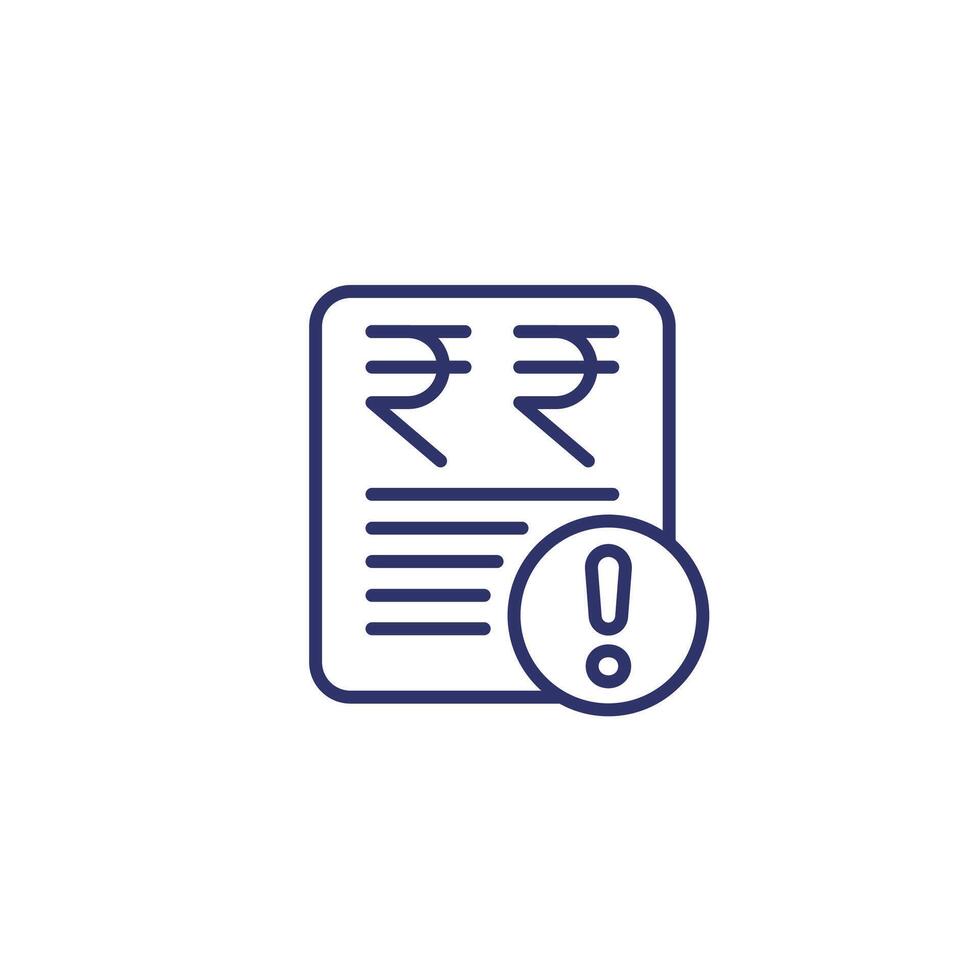 Invoice payment error line icon on white vector