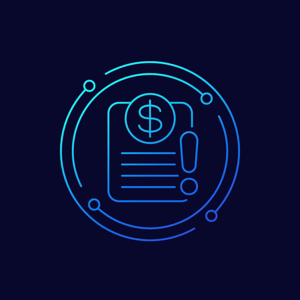 Invoice payment error icon, linear design vector
