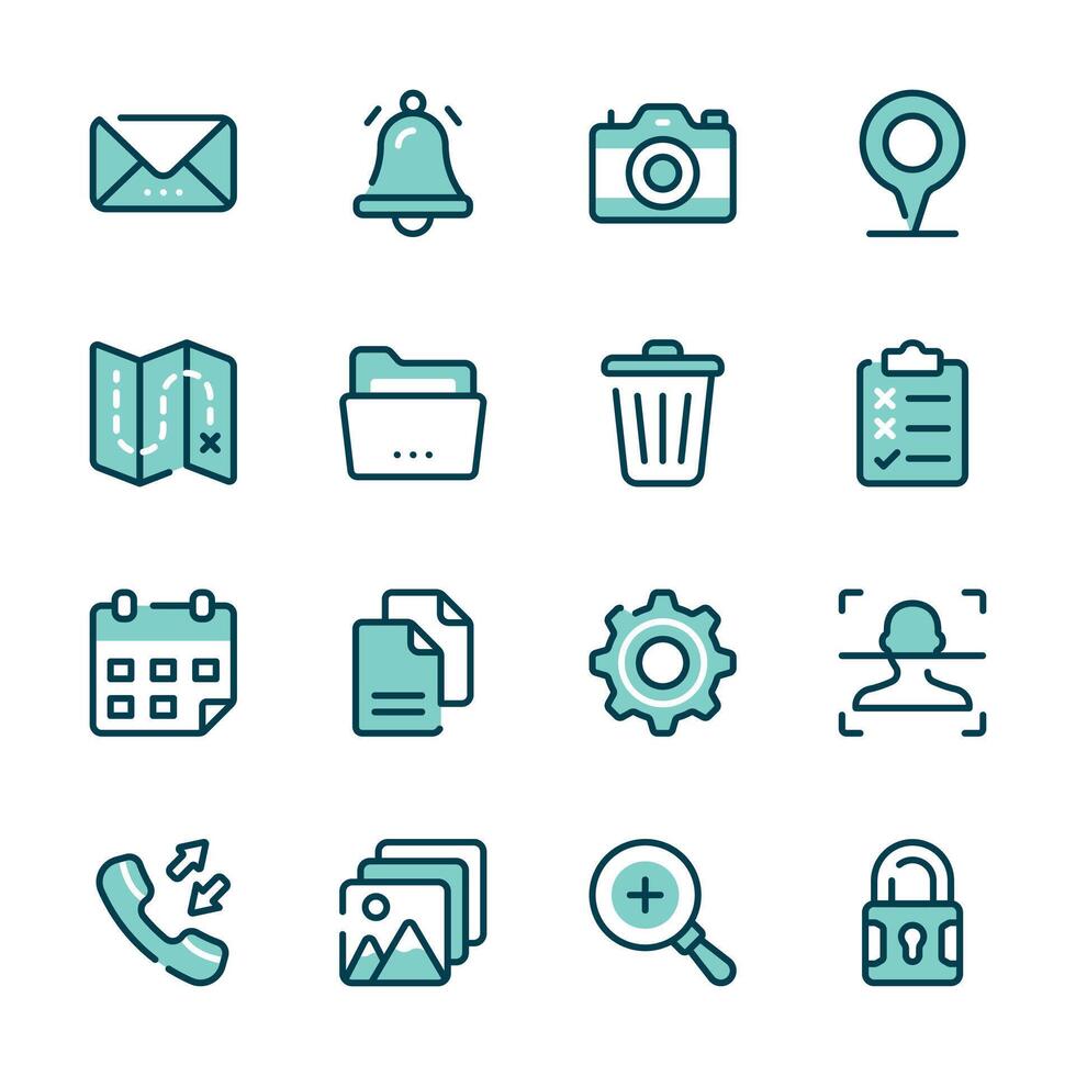 A collection of modern icons representing essential web application tools vector