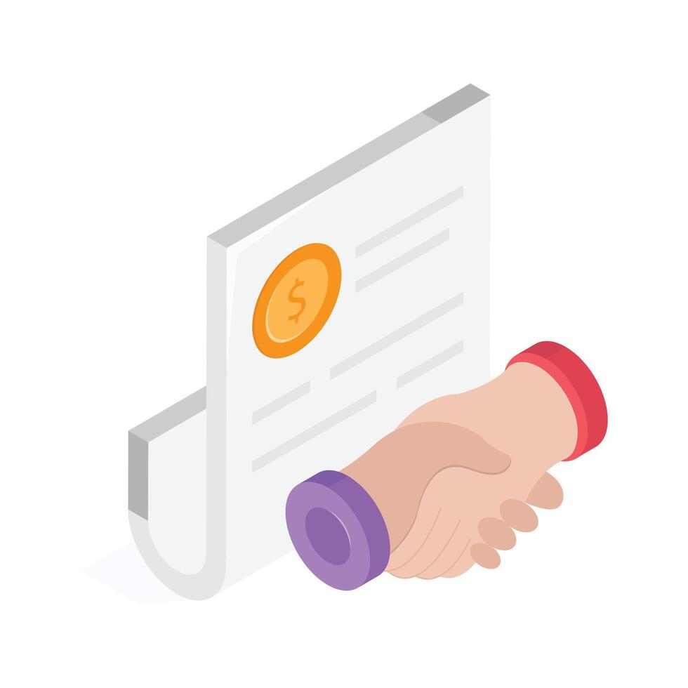 Certificate icon symbolizing completion of a transaction or agreement vector