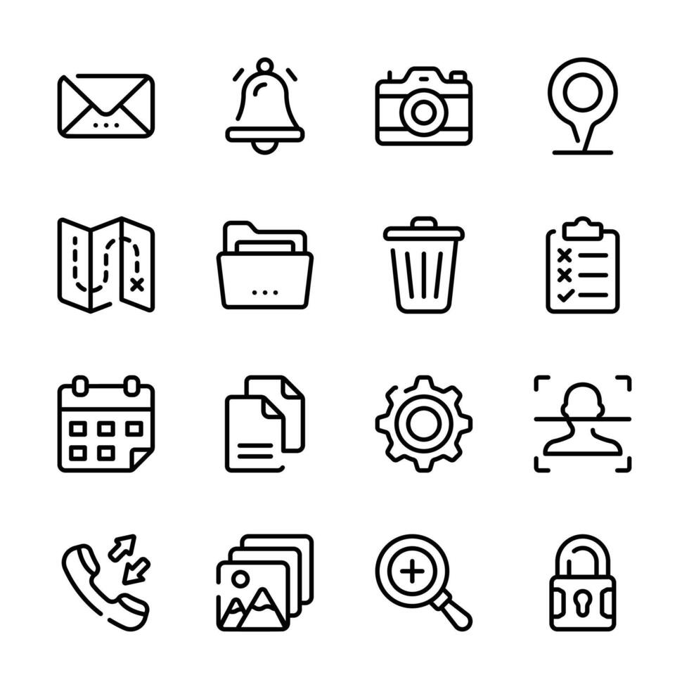 A collection of modern icons representing essential web application tools vector