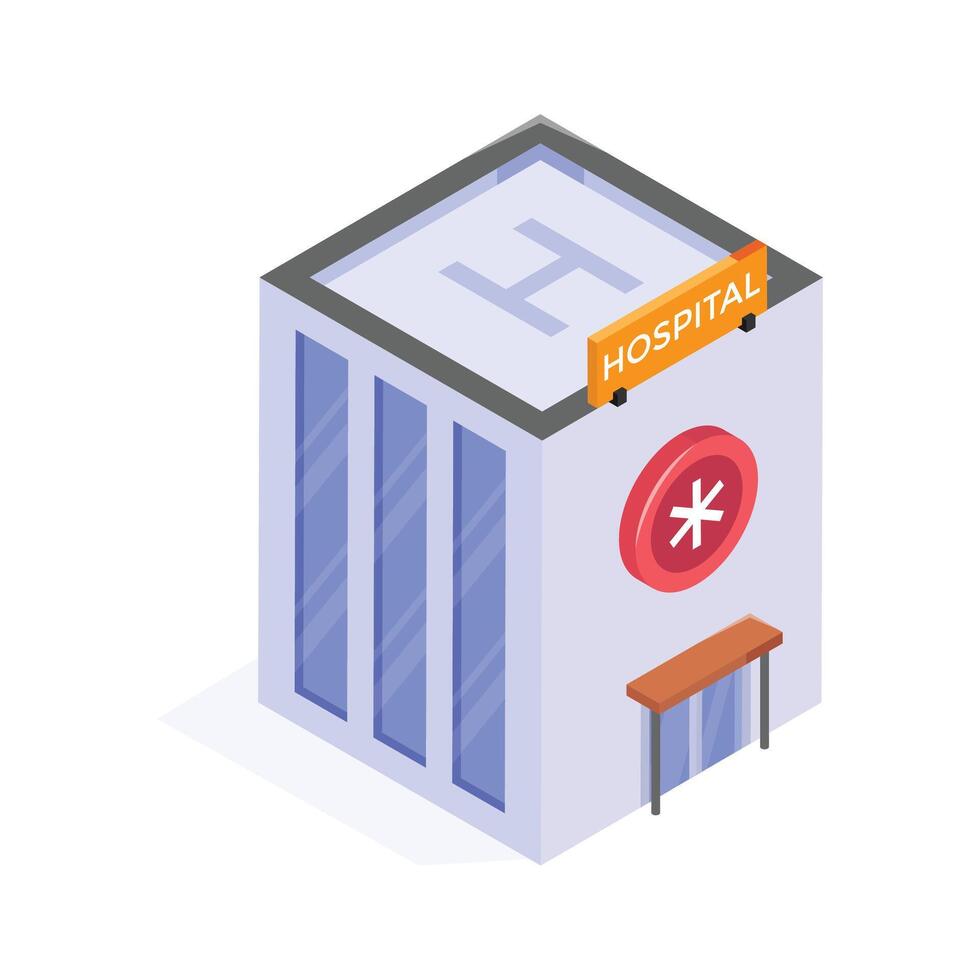 A multi story hospital building designed for urban infrastructure projects vector