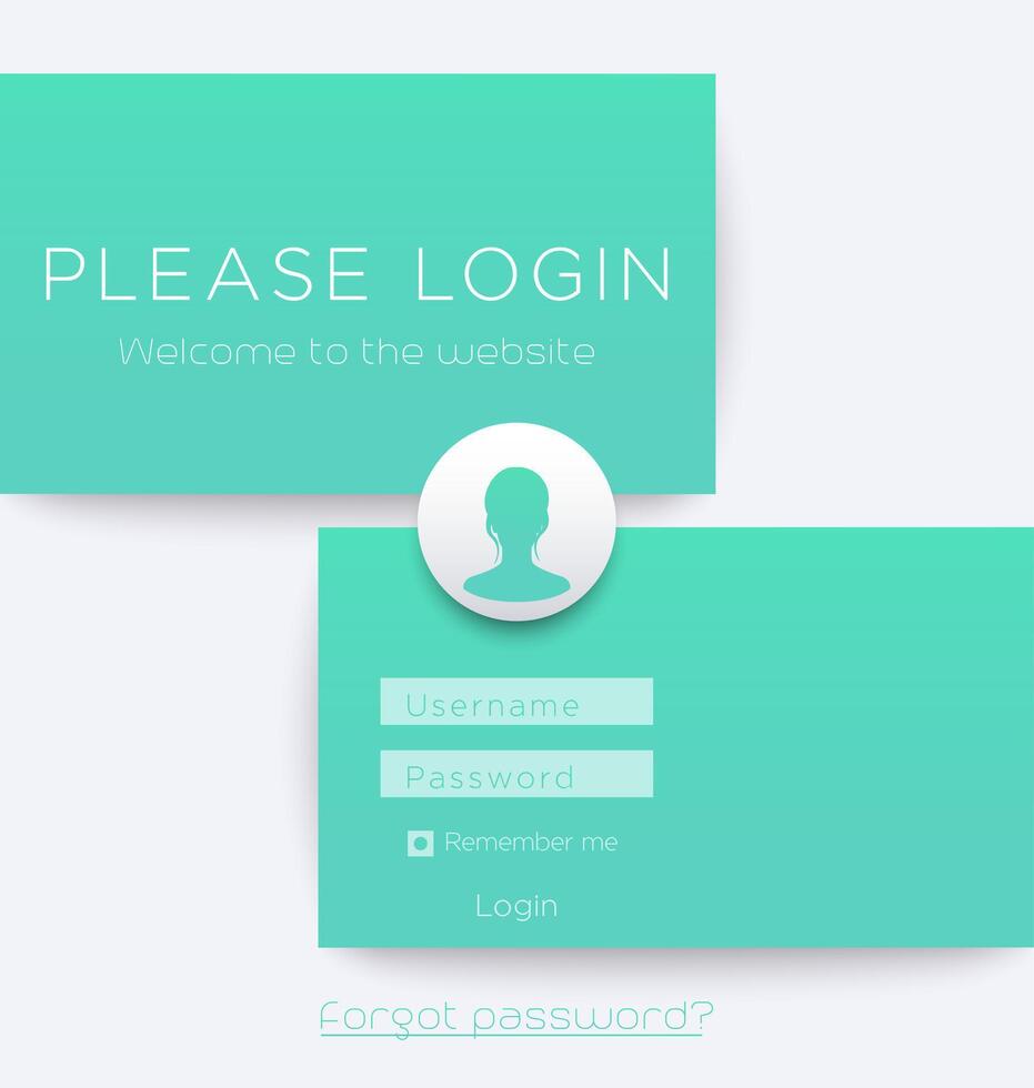 Login page concept design in aquamarine, illustration vector