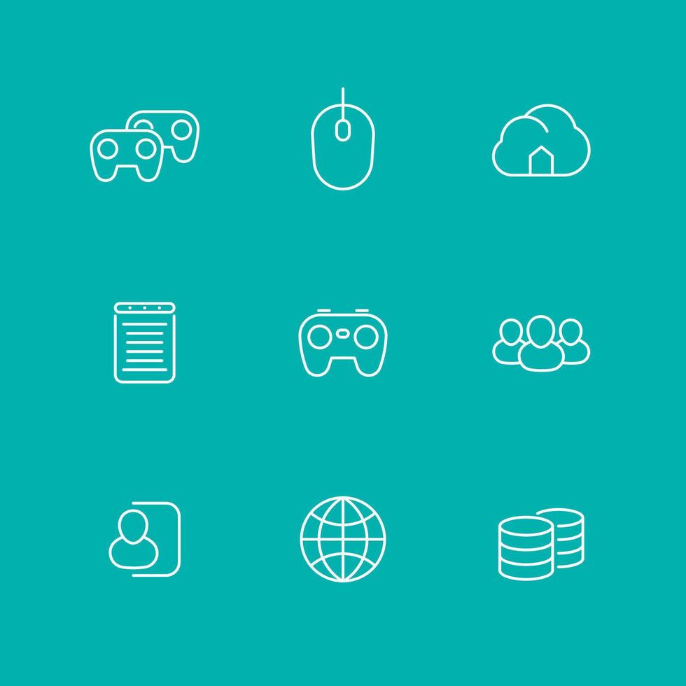 videogames, cooperative, multiplayer, console gaming, line icons, isolated set, illustration vector