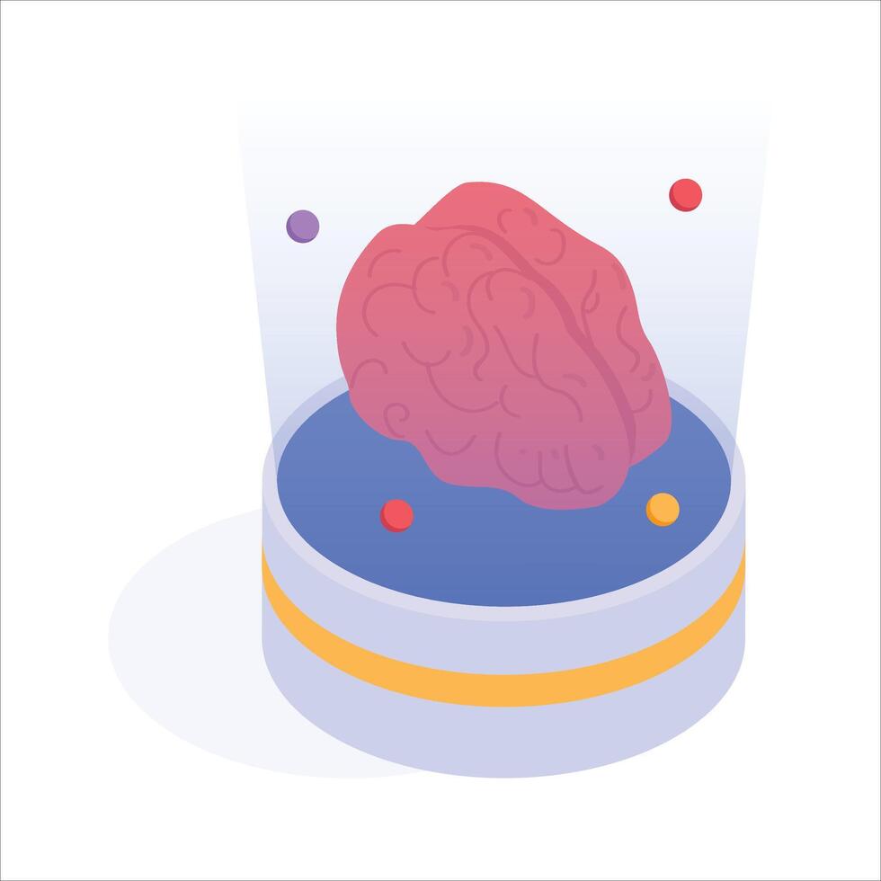Container showcasing research on artificial brain and neural networks vector