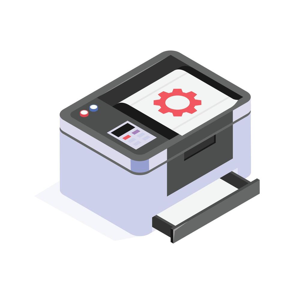 Have a look at this amazing icon of flatbed 3d printer for layered model manufacturing vector