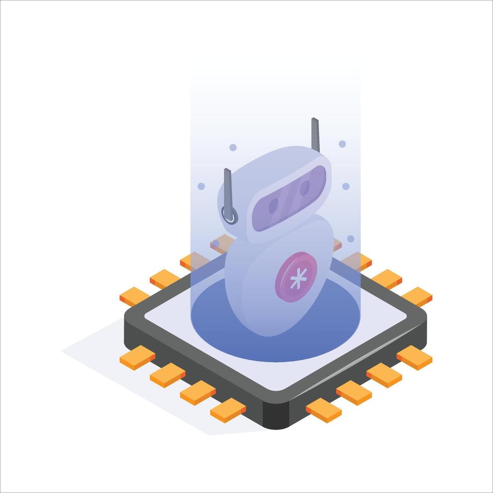 AI integrated chip for enhancing robotic medical functionalities vector