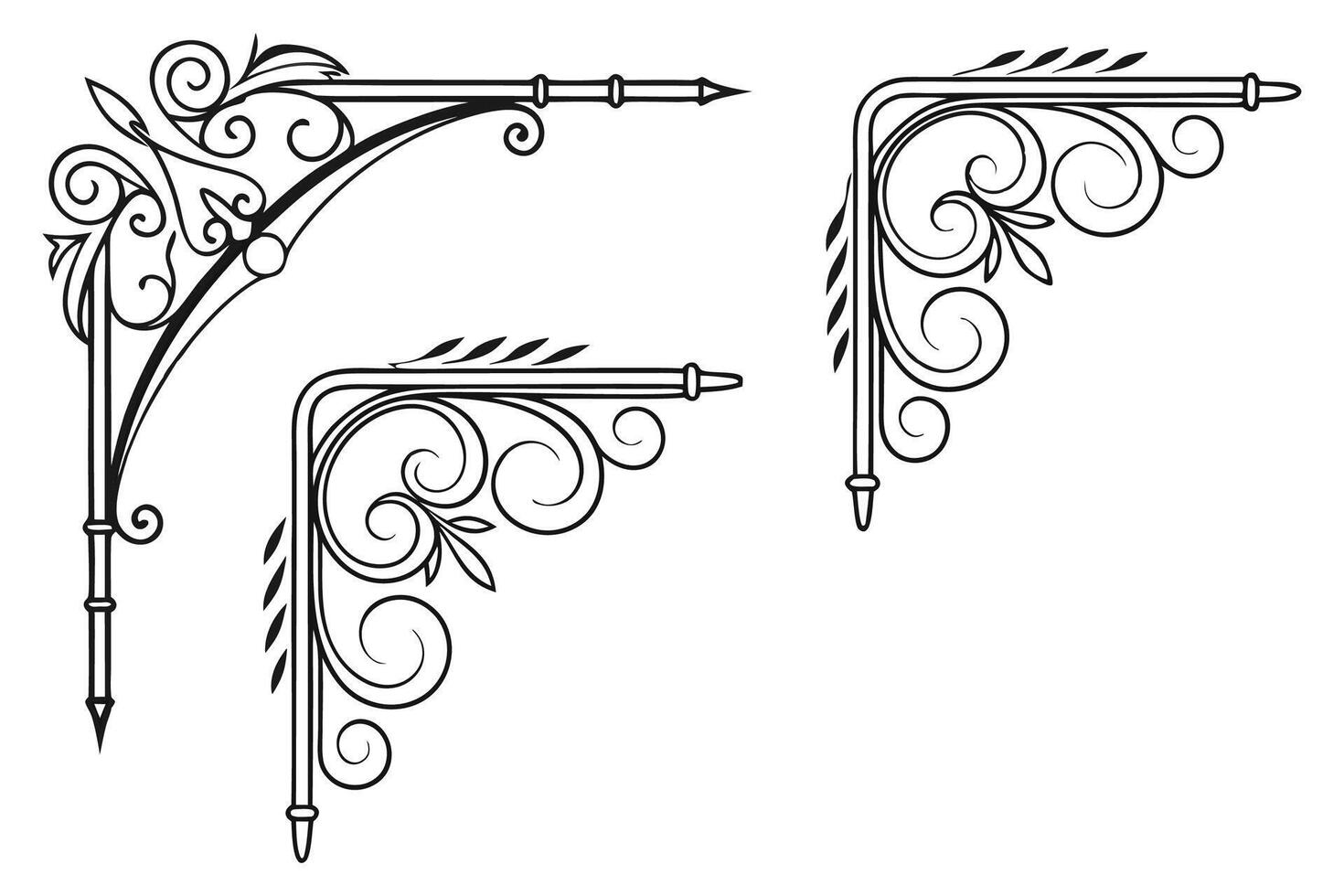 a set of ornamental brackets and brackets vector