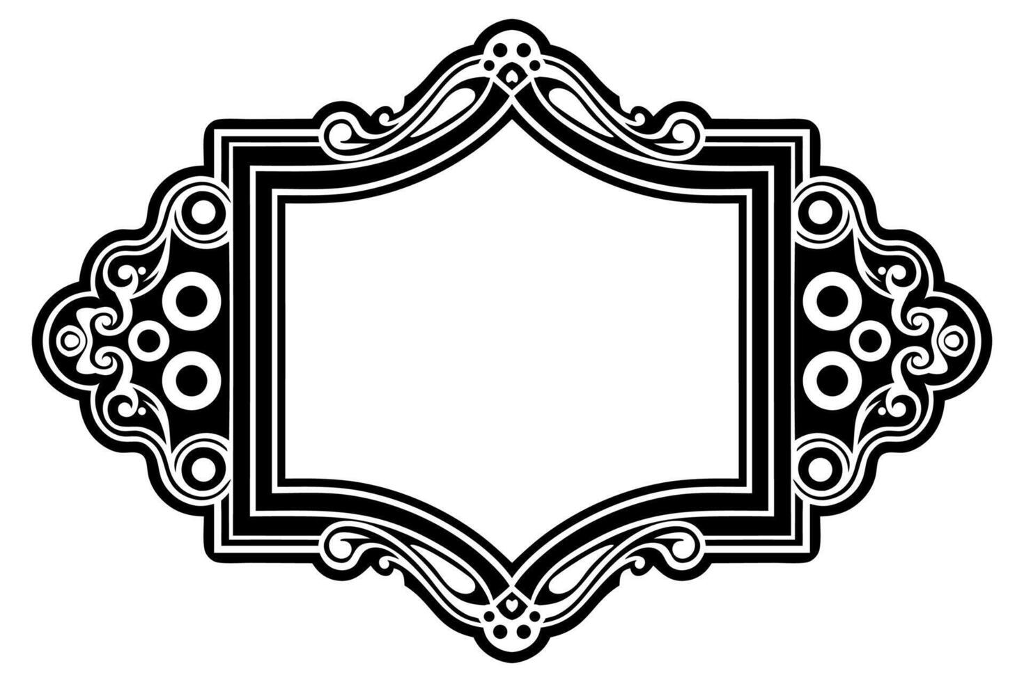 a black and white ornate frame with a white border vector
