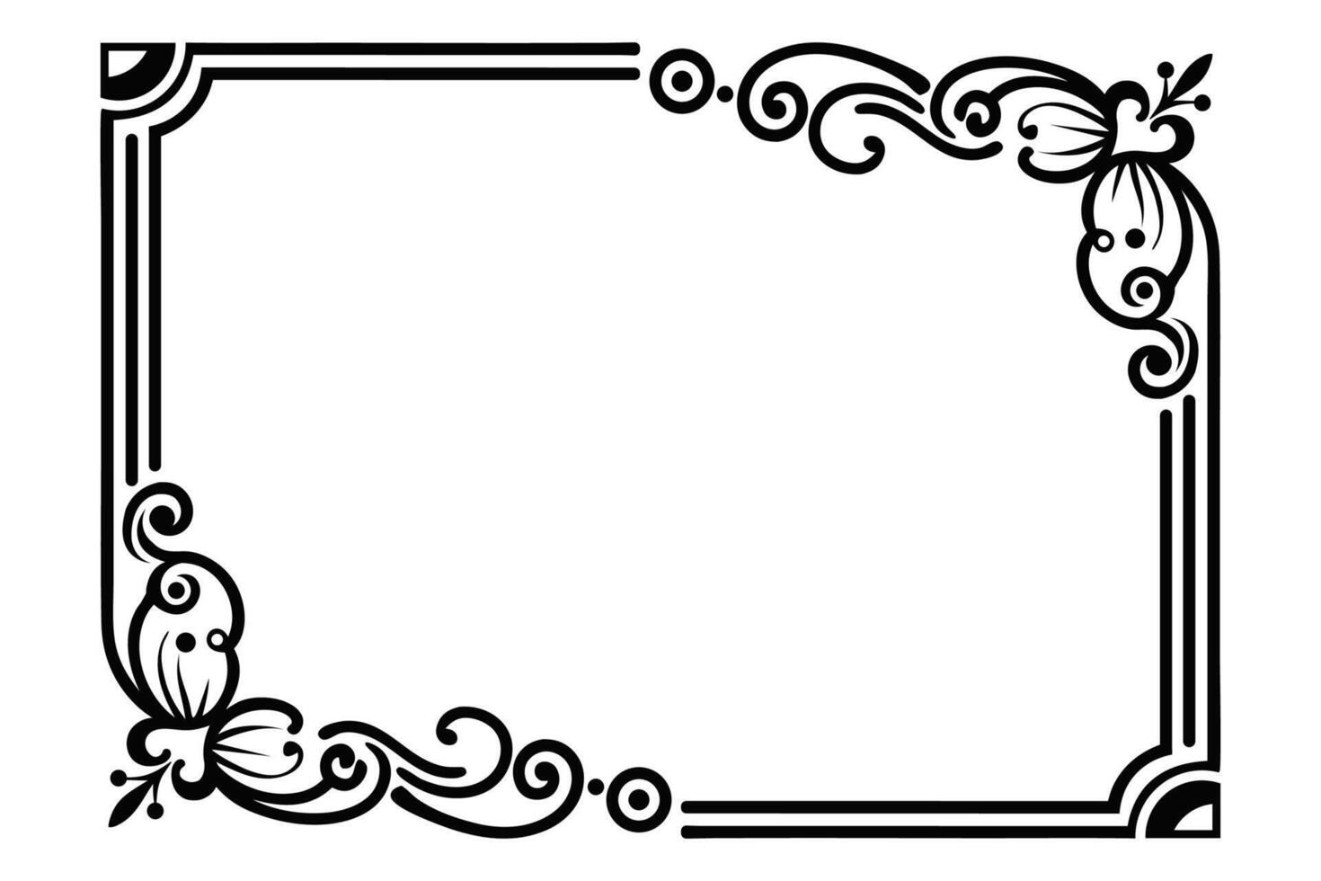 a black and white square frame with a floral design vector