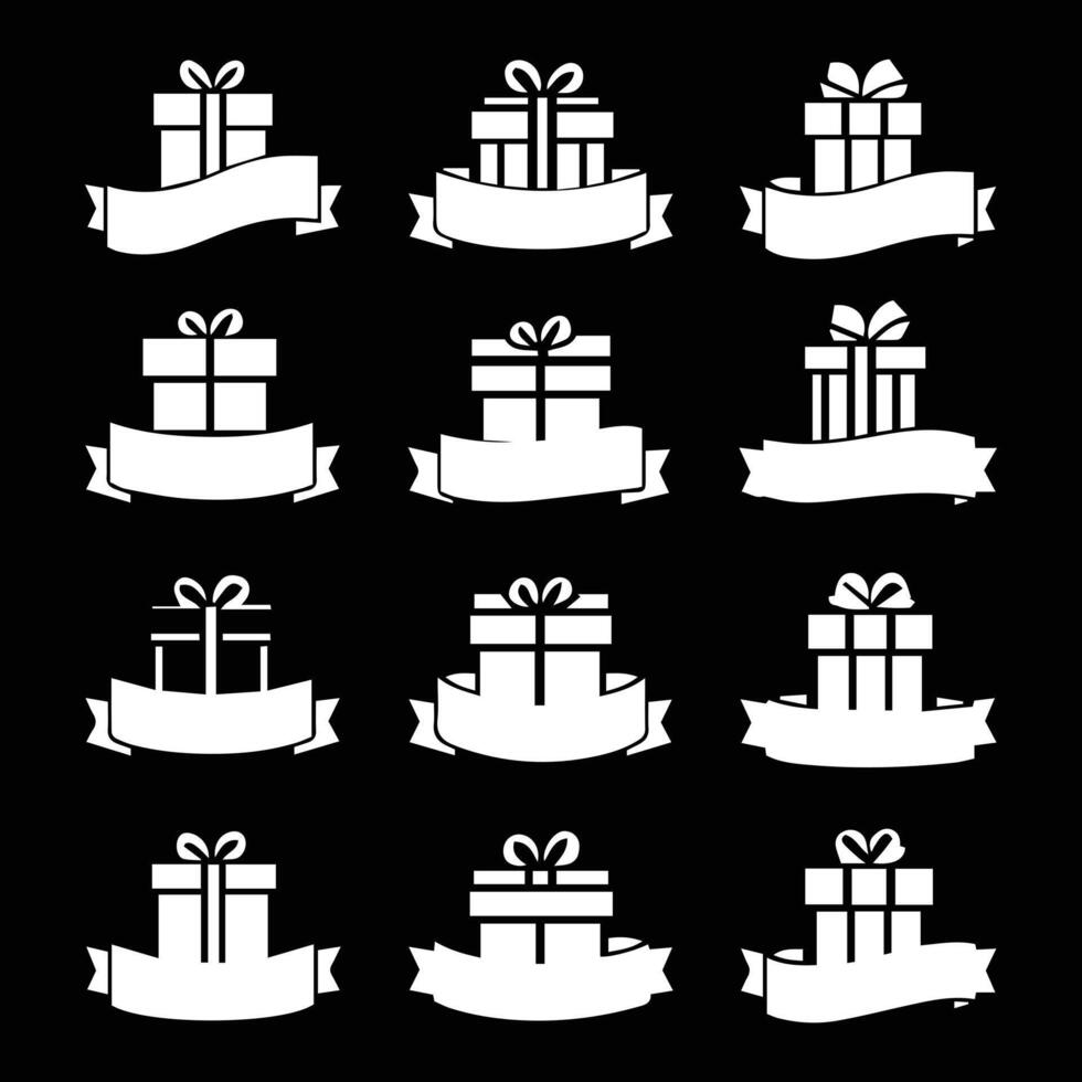 gift box icon Silhouettes vector