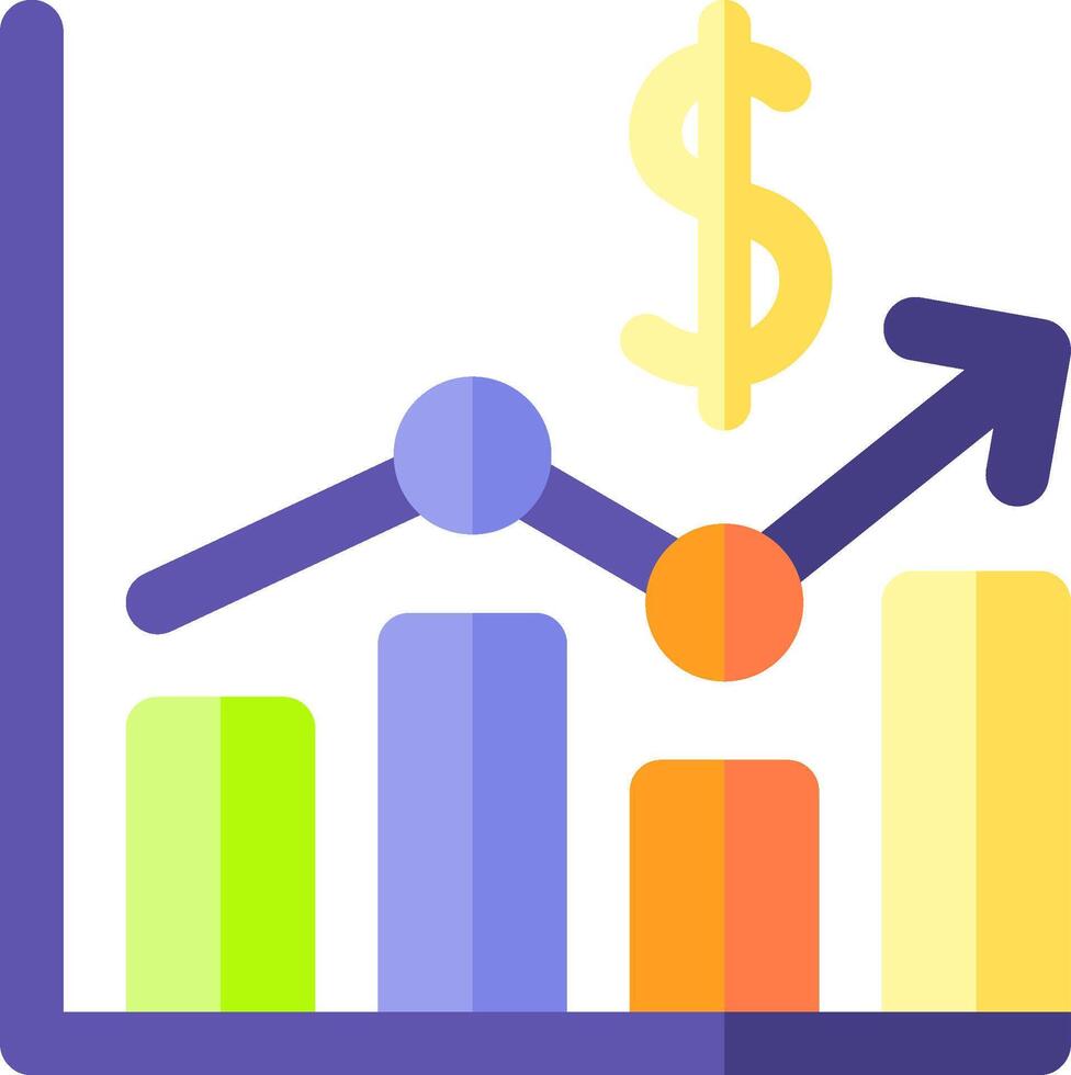 A graph with a dollar sign and a bar chart vector