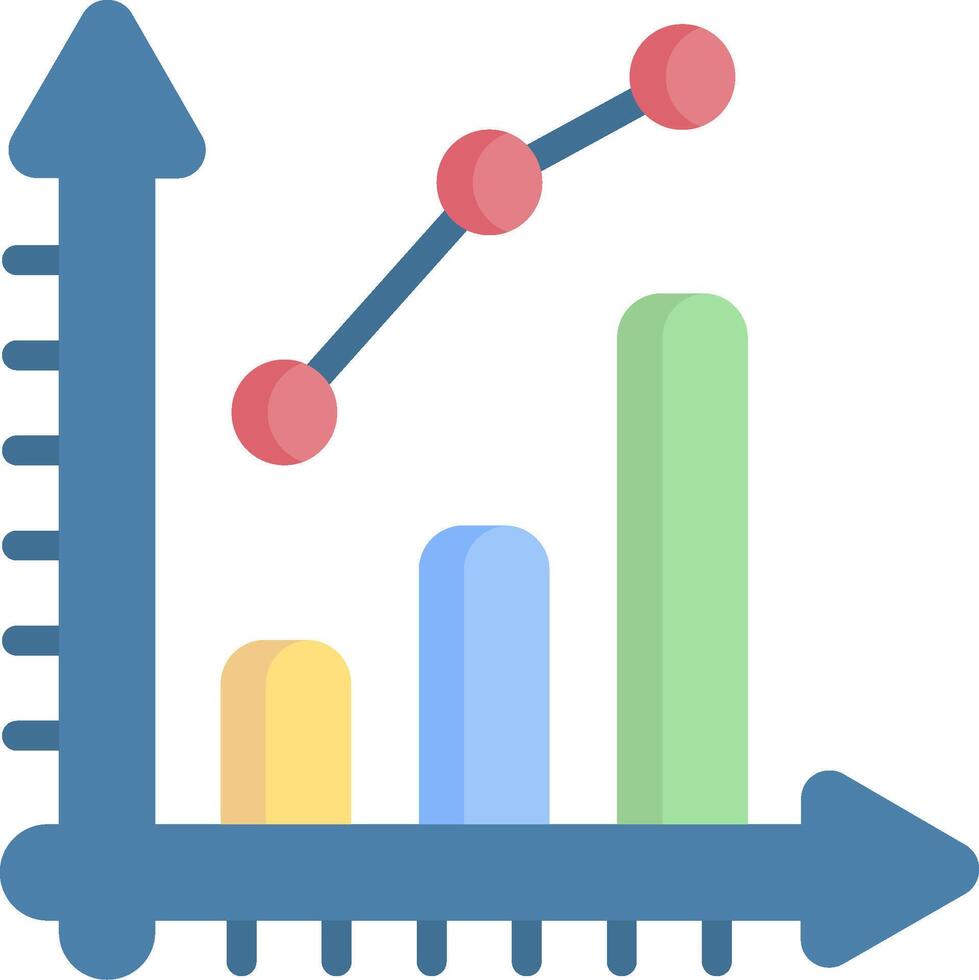 a graph with a bar chart and arrows vector