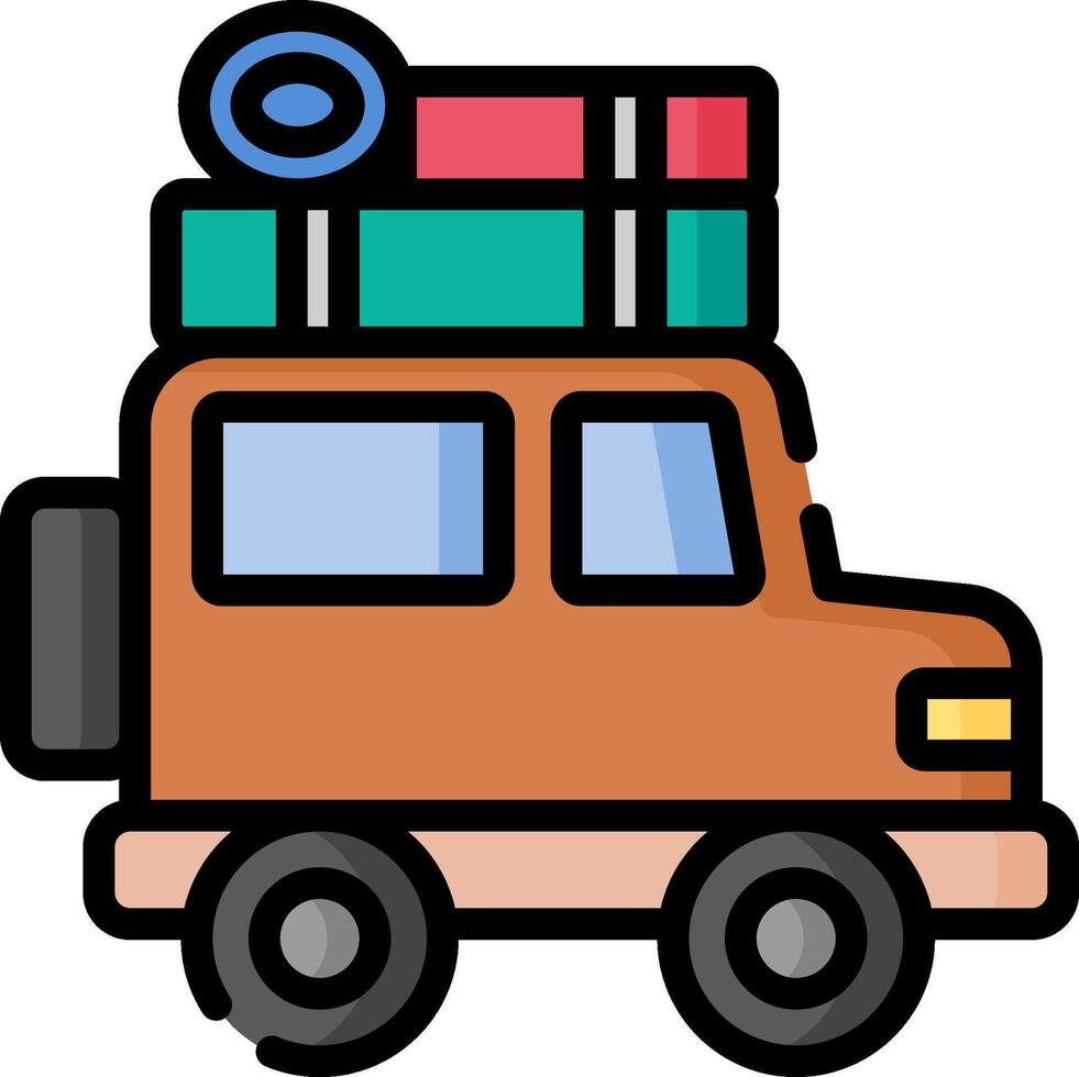 A car with luggage on top of it vector