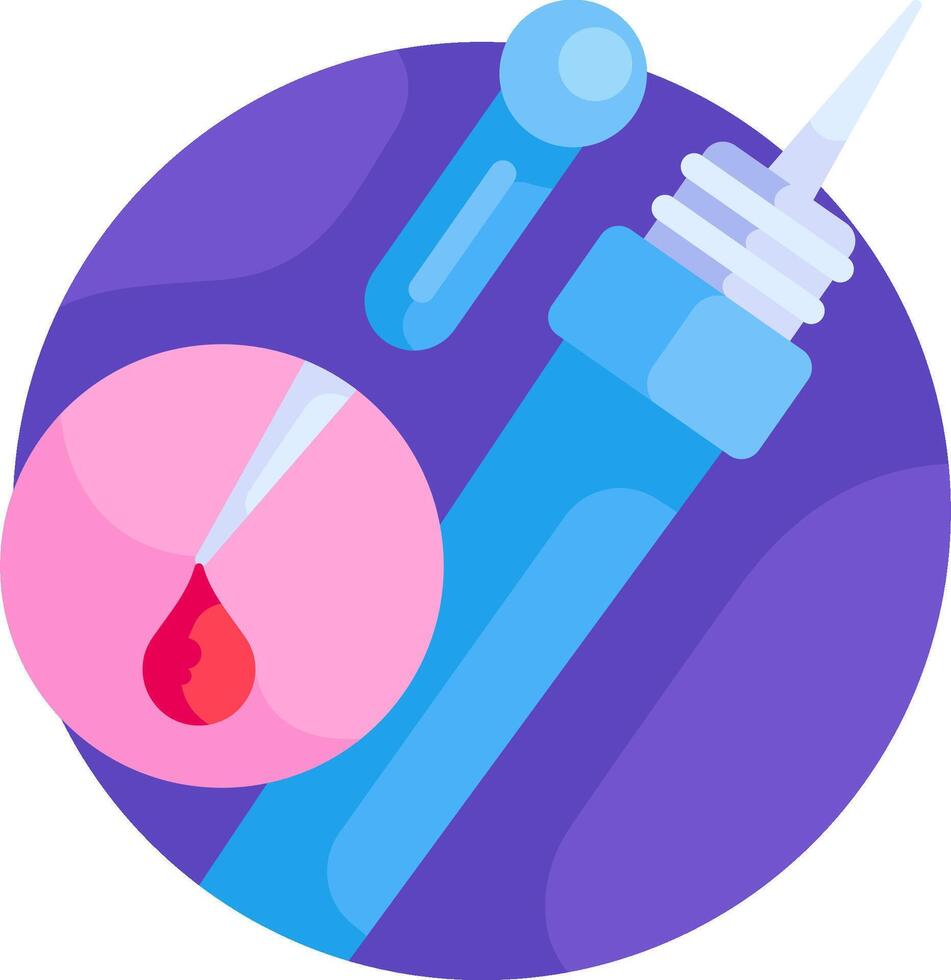 A syringe and a needle with blood vector