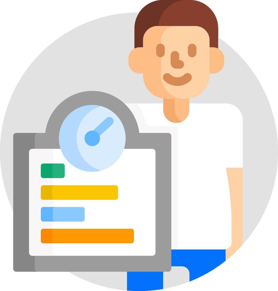 A man holding a clipboard with a clock on it vector