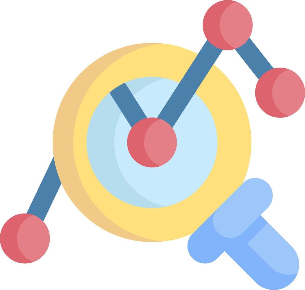 A magnifying glass with a graph on it vector
