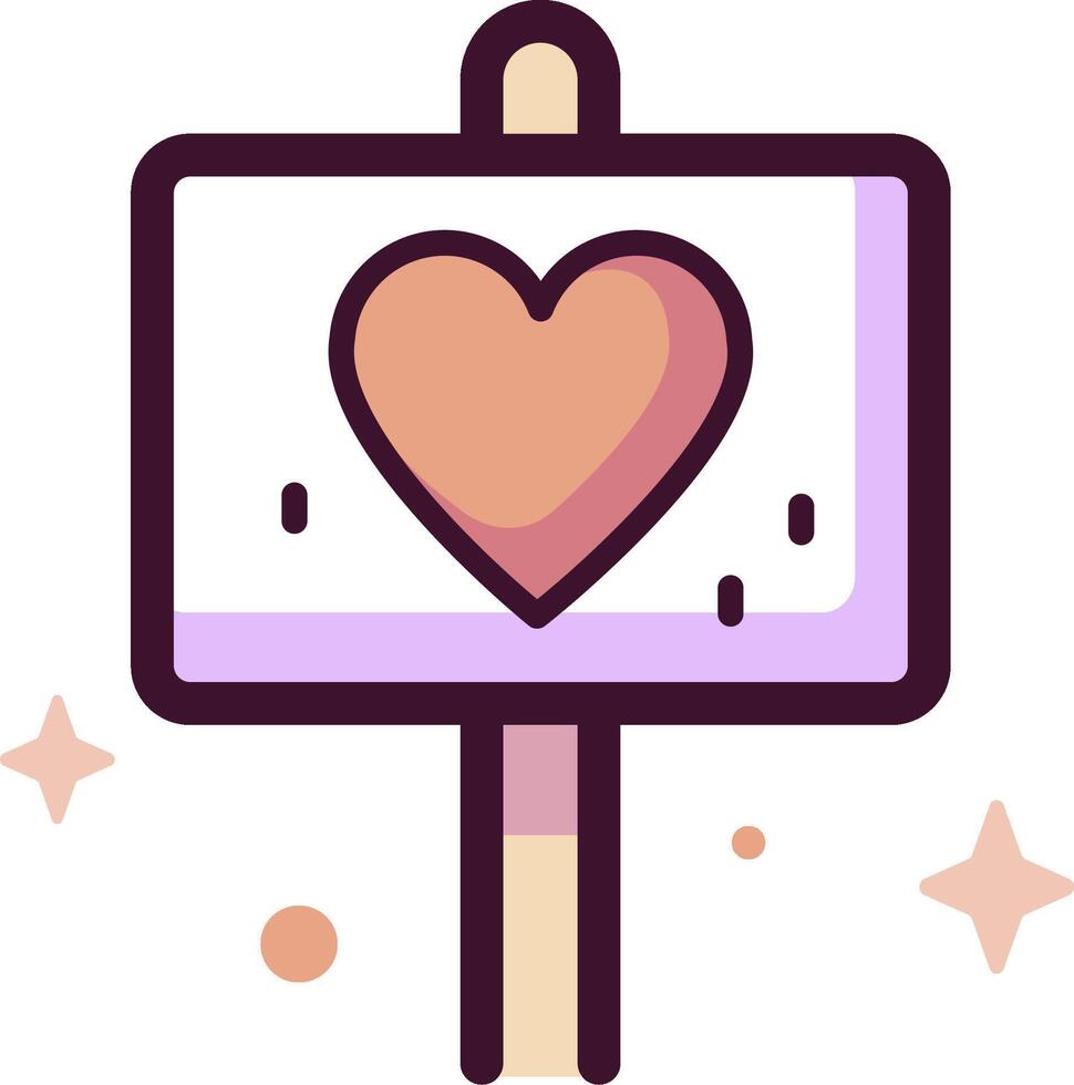 A heart shaped sign with a stick on it vector