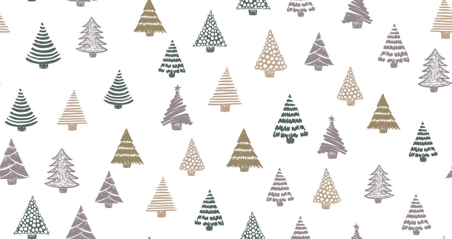 Christmas tree, New Year set, hand drawn illustrations vector