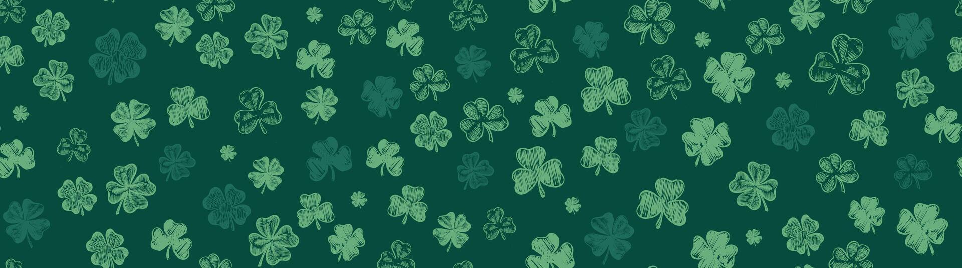 St. Patrick's Day. Sketch set clover. Hand drawn illustration. vector