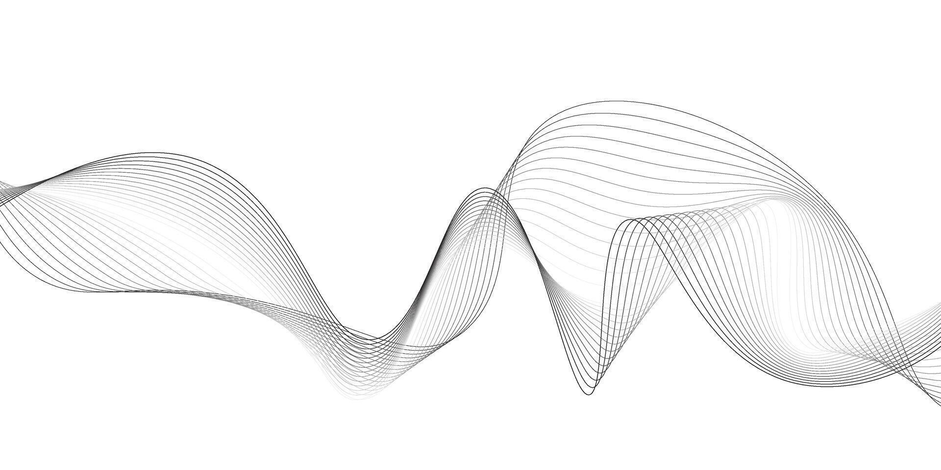 Abstract Black Wave Flowing on A White Background. Modern Wave Line Background vector
