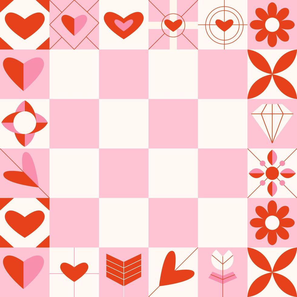 Minimalist geometric square template for Valentine's Day vector