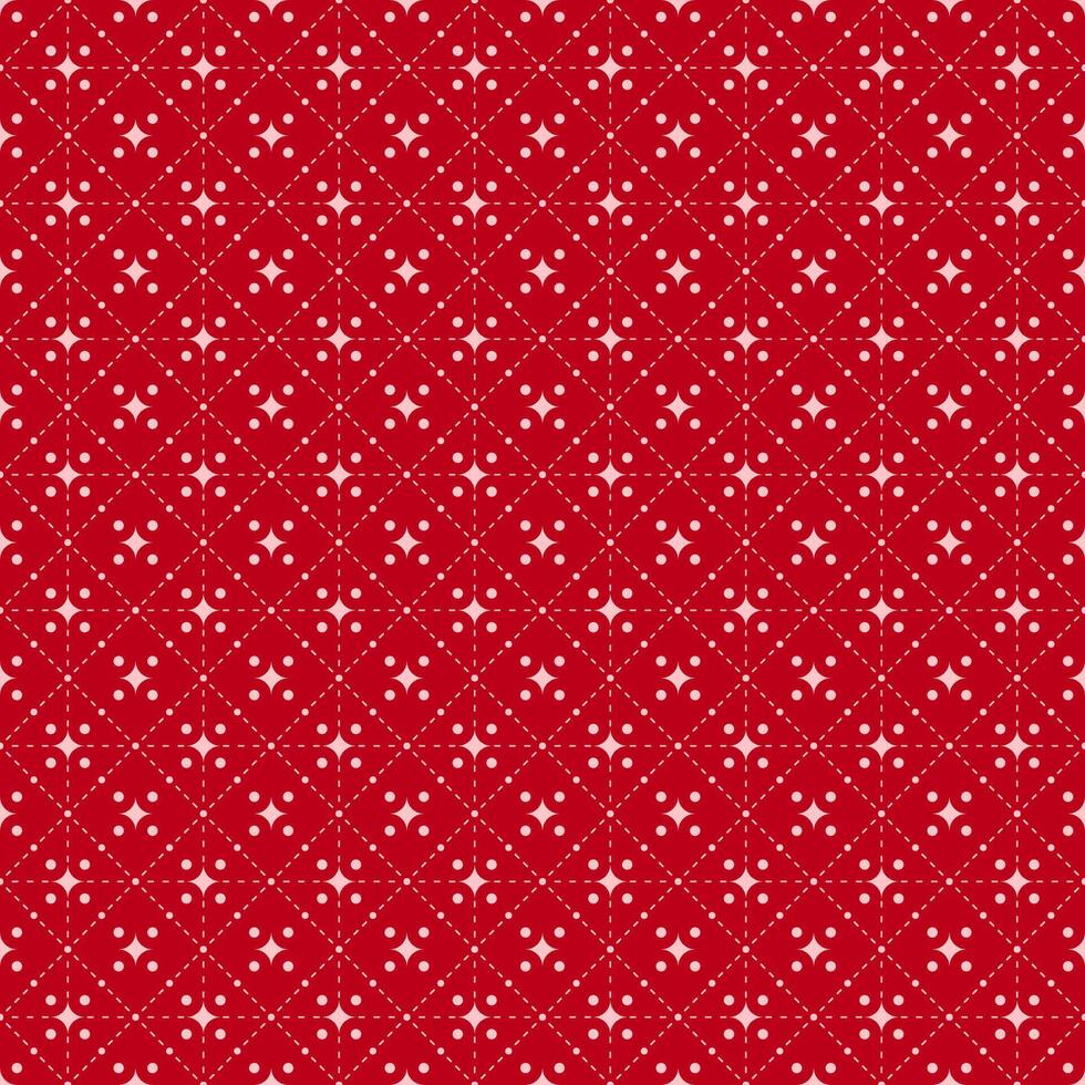Radiant Red Seamless Design with Pink Starburst and Soft Dash Line Details vector