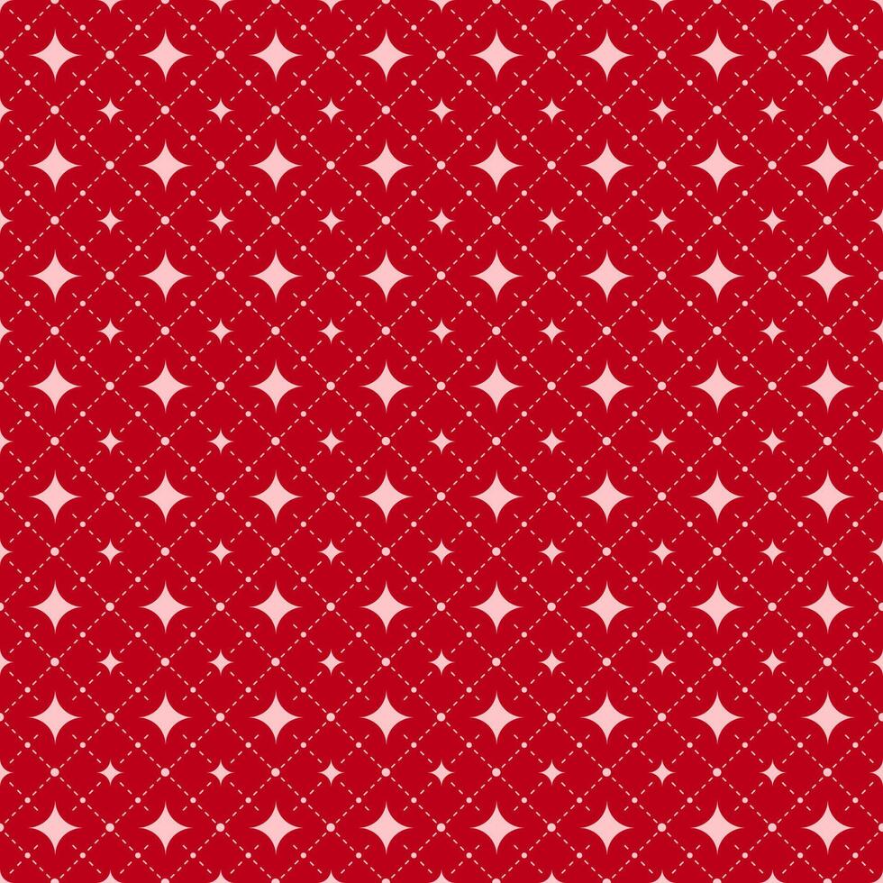 Bold Red Background Seamlessly Patterned with Soft Pink Starry Details vector
