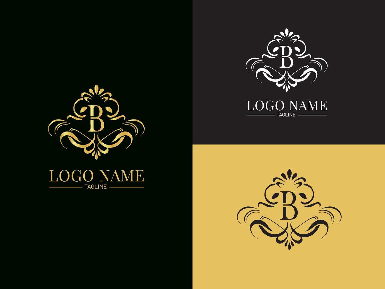 Luxury gold logo concept based on the letter B vector