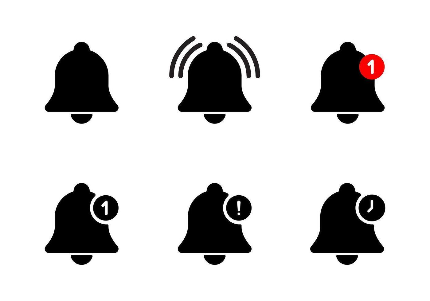 Notification bell icon set collection. Alert, alarm reminder sign symbol vector