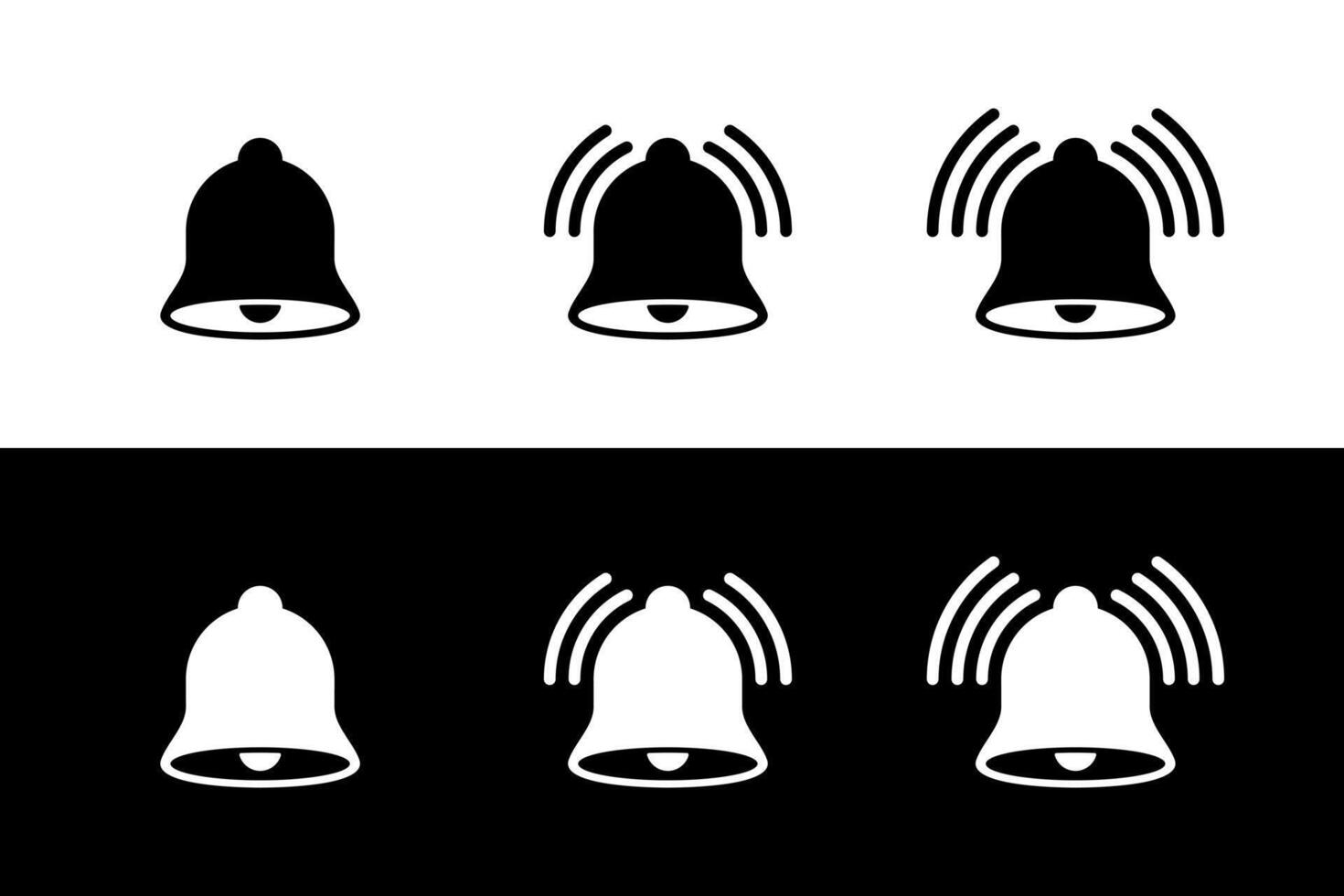 Notification bell icon set. Alarm reminder sign symbol vector