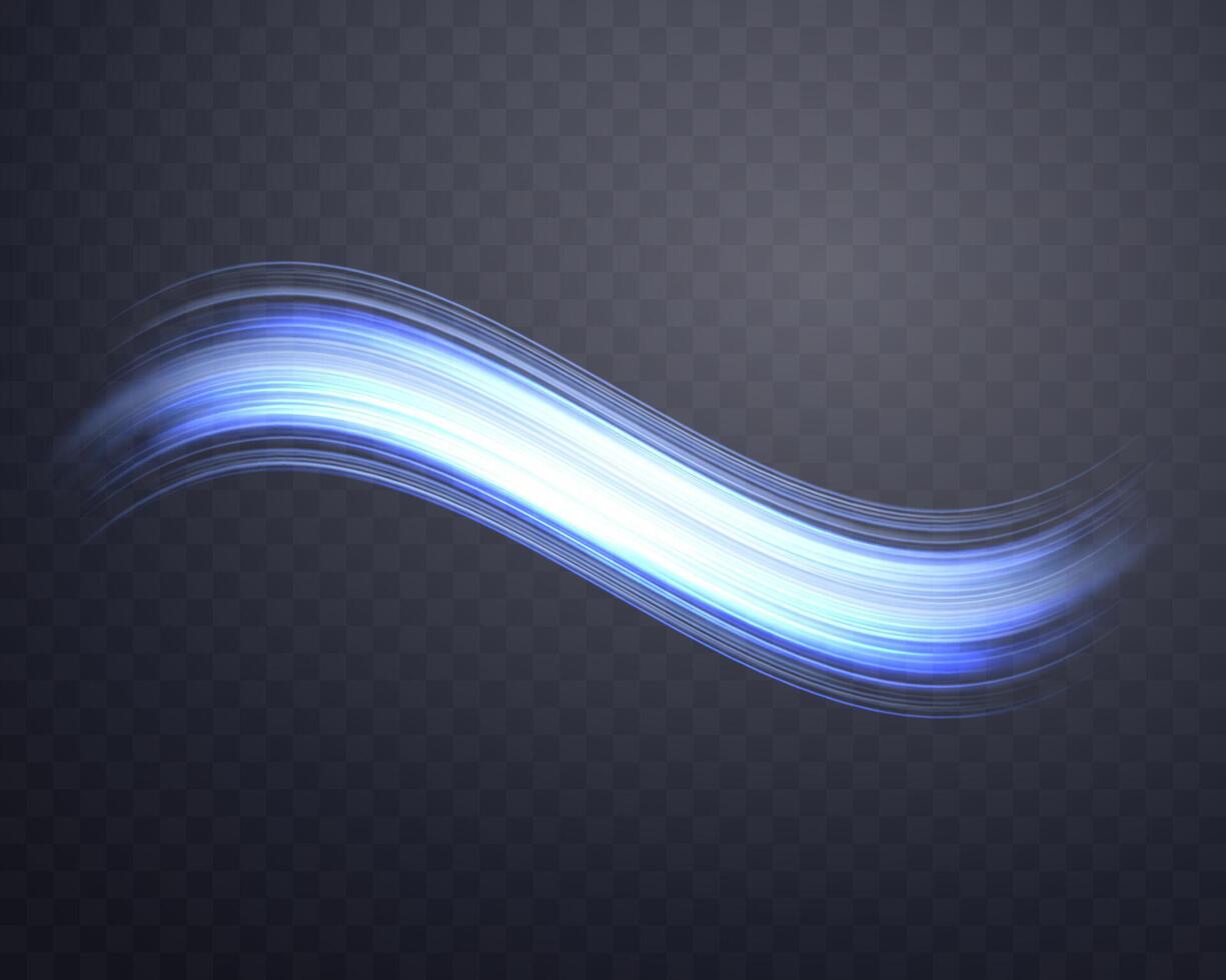 Glowing blue lines. Neon realistic energy speed, light effect vector