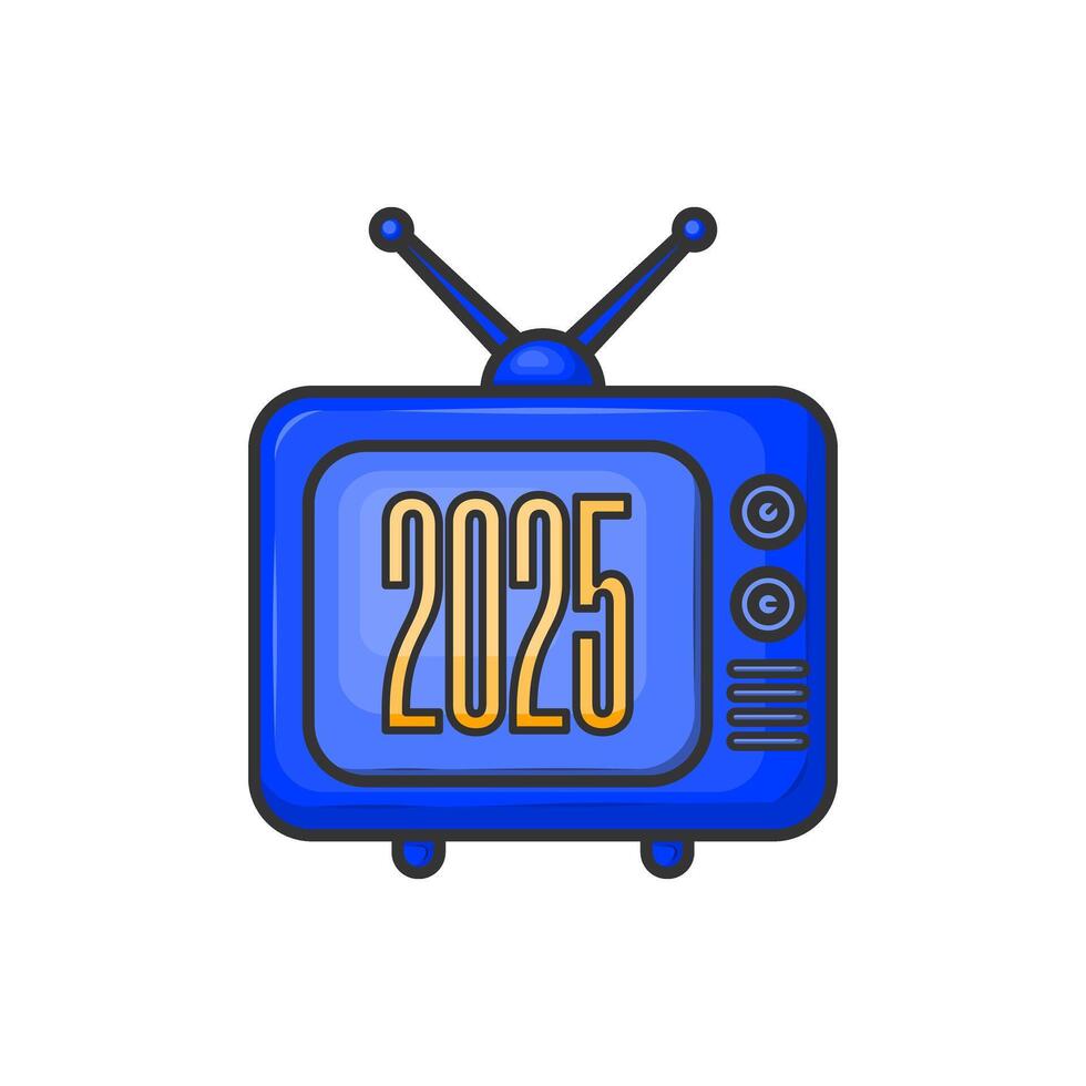 Retro television icon on white background. Cartoon tv icon technology concept. vector