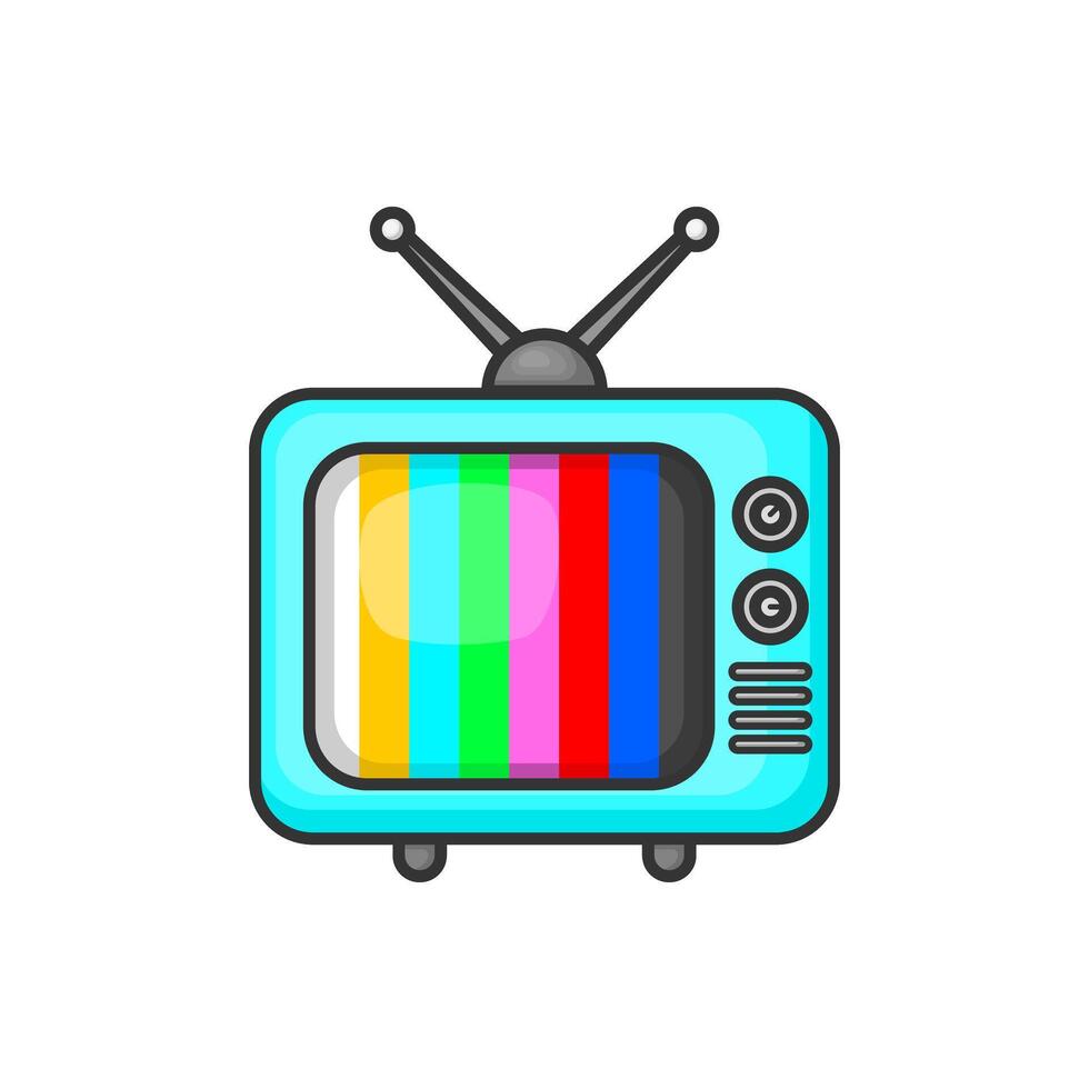 Retro television icon on white background. Cartoon tv icon technology concept. vector