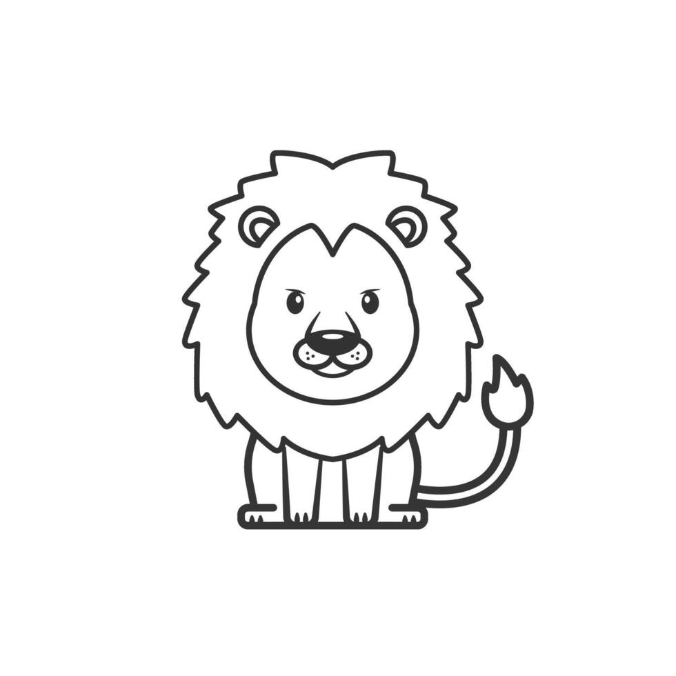 Cute Lion icon on white background. Outline Lion icon animal concept. vector