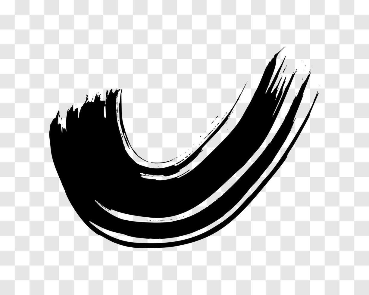 Black grunge semicircular brush strokes vector